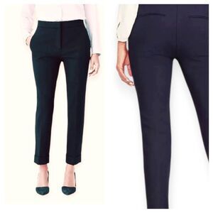 Ann Taylor THE ANKLE High Rise Cuffed Pant Slim Leg Navy Sz. 8 Career Preppy New